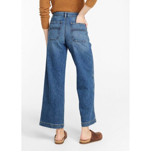 L.L Bean 207 Vintage Jeans Womens 16 Regular Blue Denim High Rise Wide Leg NWT - Picture 2 of 7